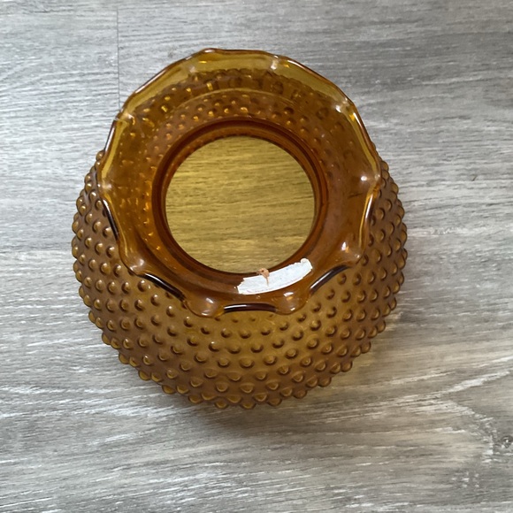 Amber Hobnail Glass Vase - Picture 1 of 4